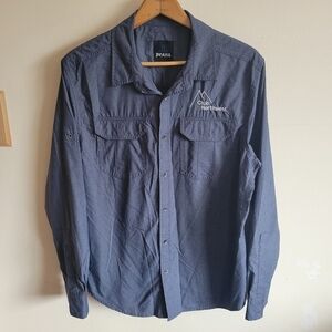 Prana Lightweight Button Down Long Sleeve Shirt Blue M Medium